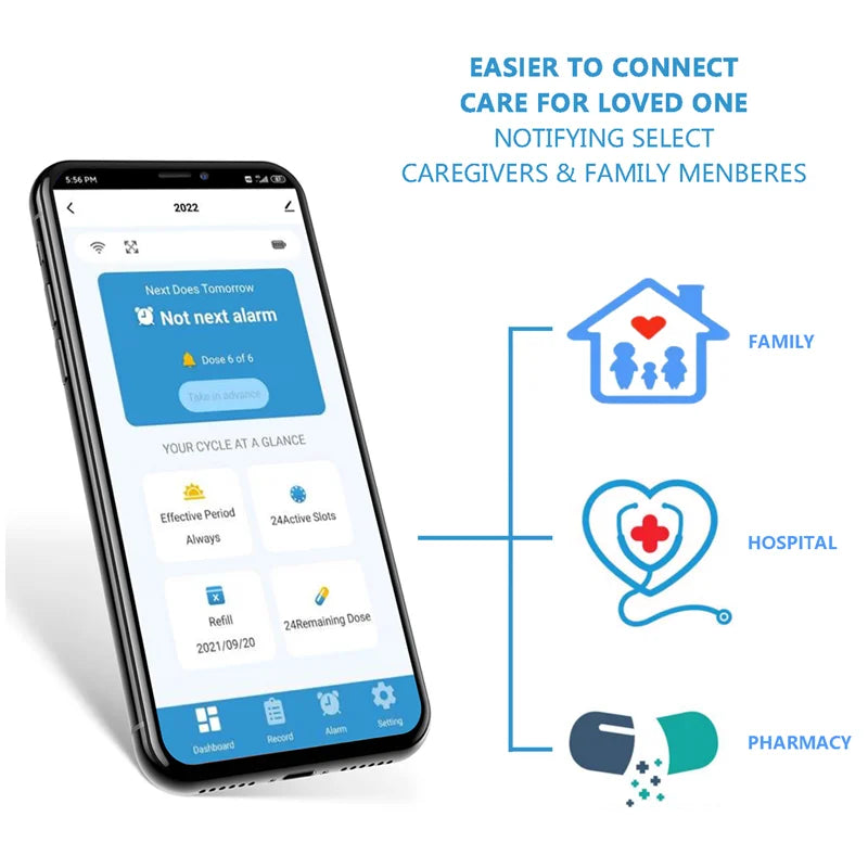 M126A Smart Pill Dispenser for Seniors – 28 Compartments & App Alerts