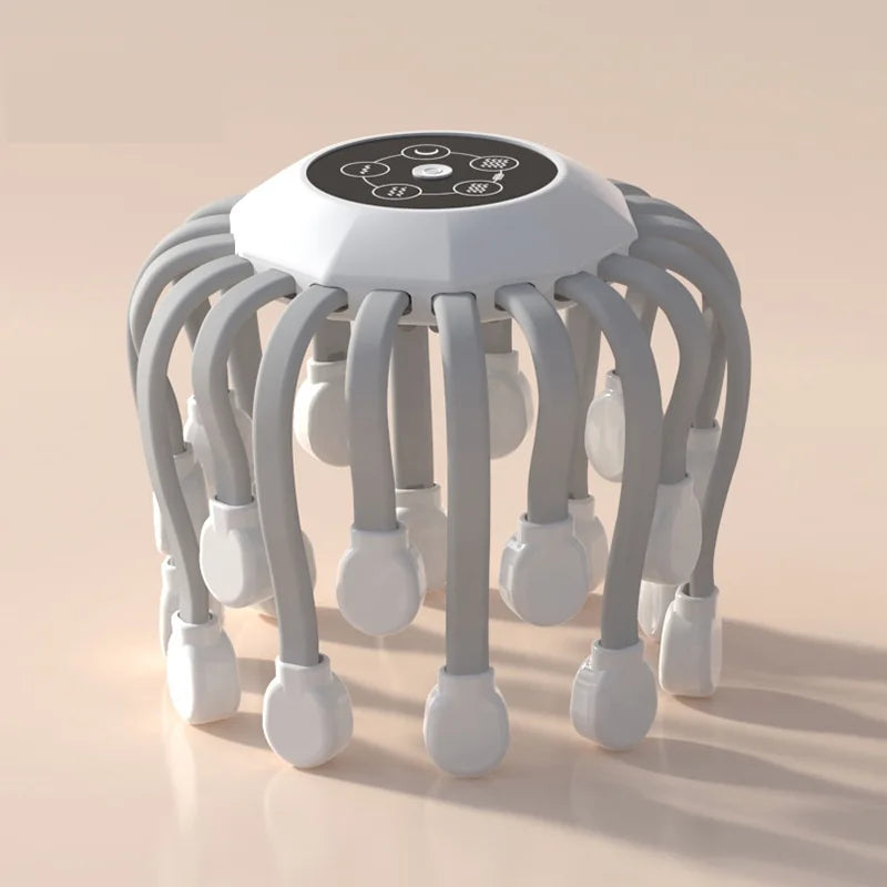 Electric Migraine Relief Scalp Massager – 20-Head Vibrating Octopus Massager with Red Light