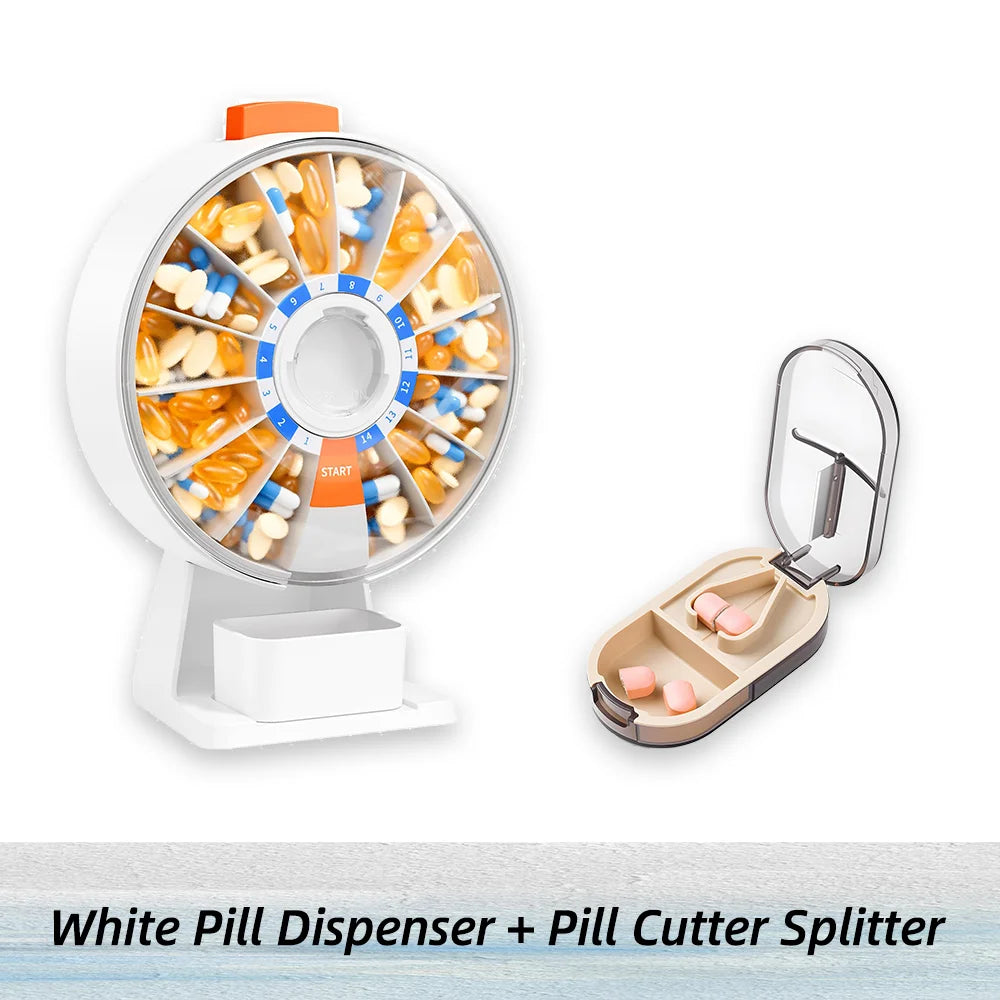 medication organizer with pill cutter