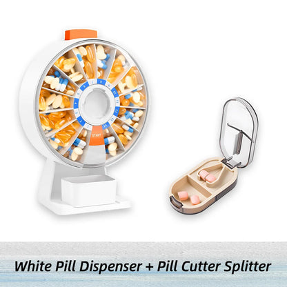 medication organizer with pill cutter