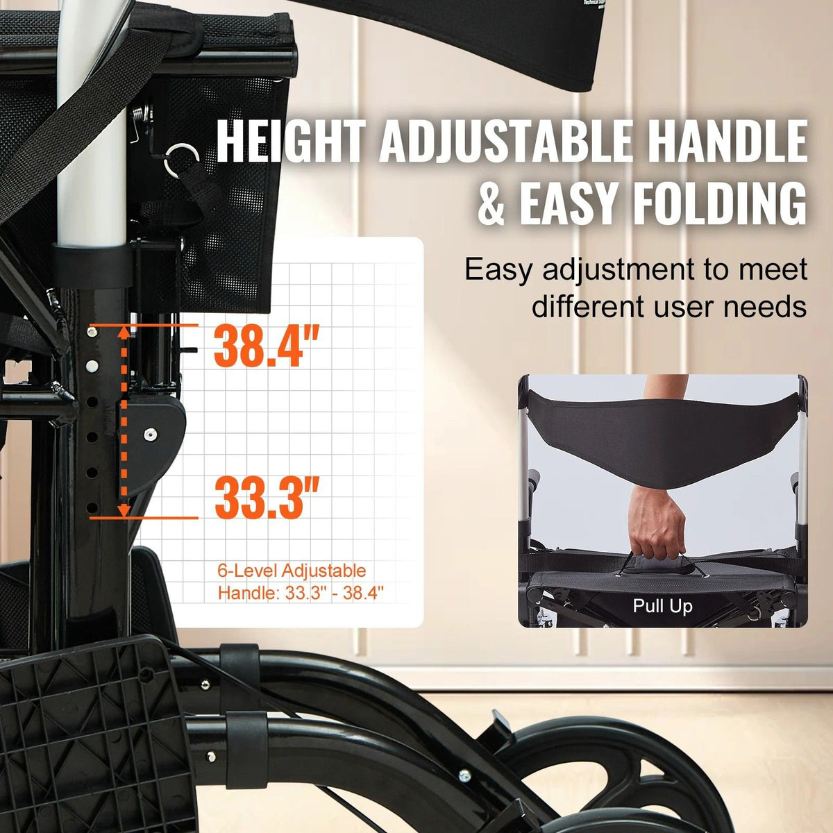 2-in-1 Rollator Walker & Wheelchair – Foldable, Lightweight for Seniors