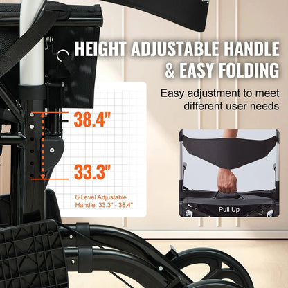 2-in-1 Rollator Walker & Wheelchair – Foldable, Lightweight for Seniors