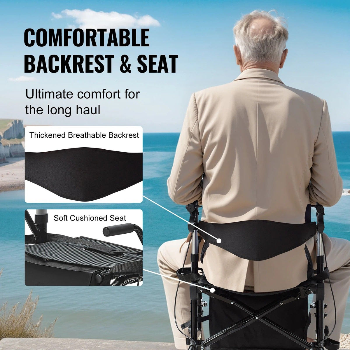 2-in-1 Rollator Walker & Wheelchair – Foldable, Lightweight for Seniors