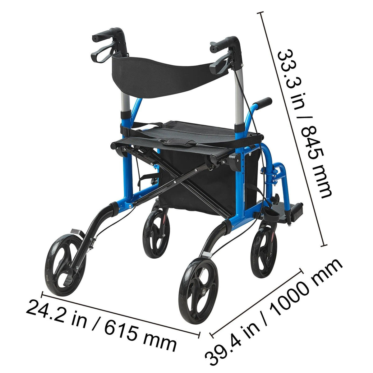 2-in-1 Rollator Walker & Wheelchair – Foldable, Lightweight for Seniors