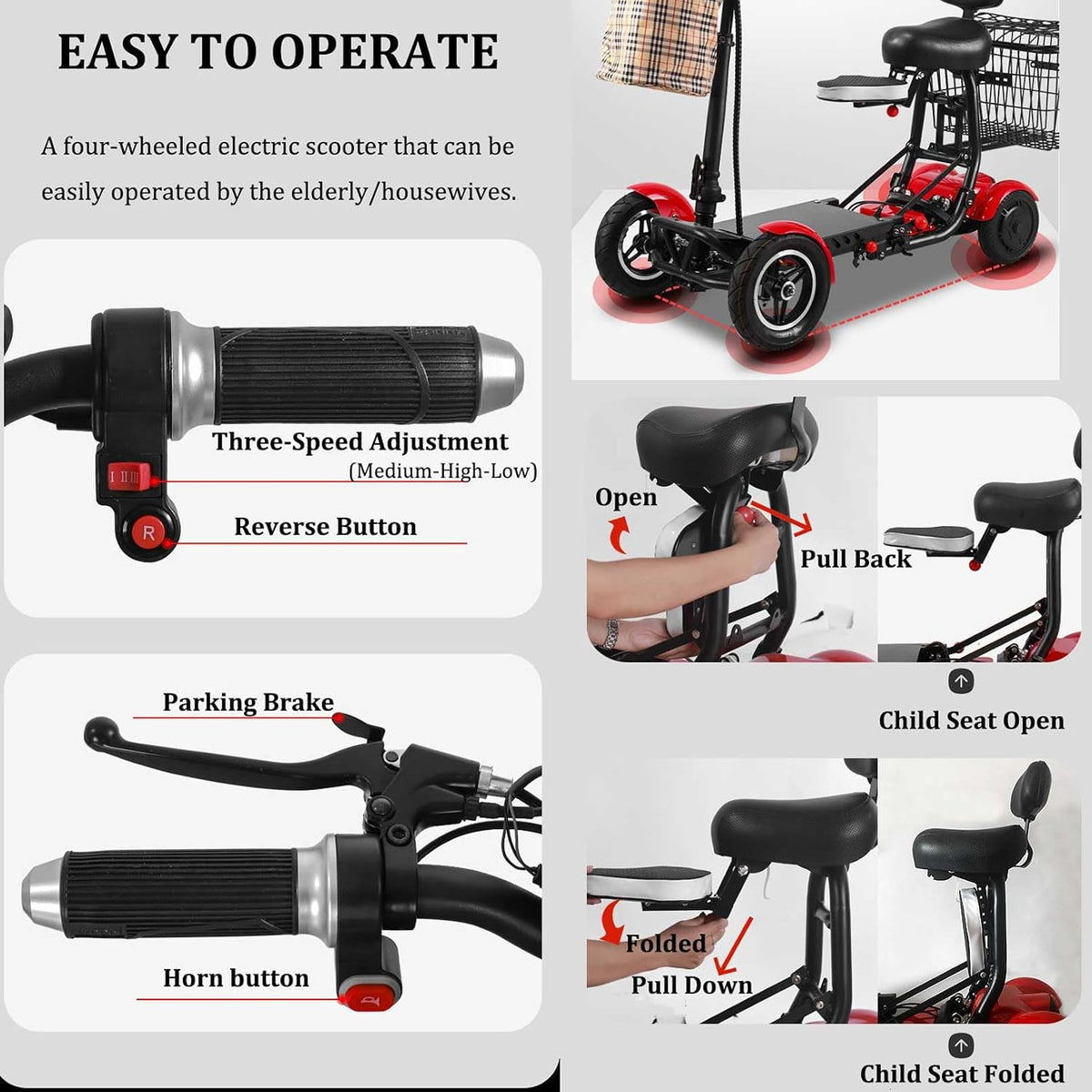 compact 4 wheel mobility scooter