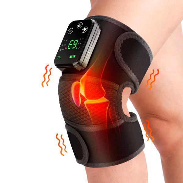 Cordless knee massager with heat and vibration for pain relief