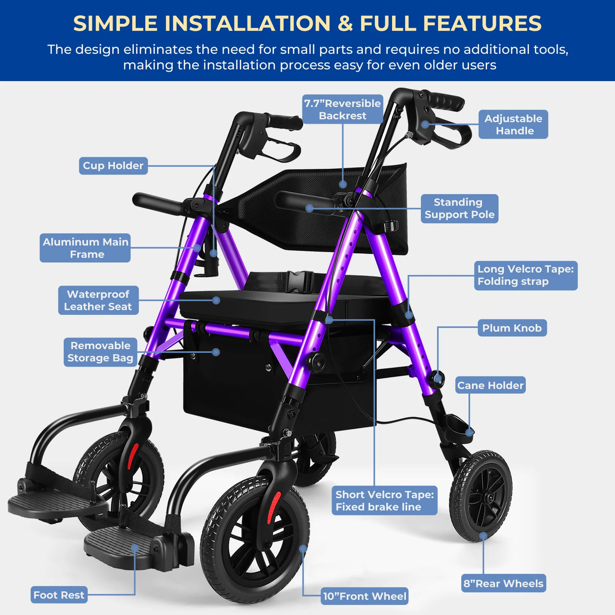 walker with backrest and seat