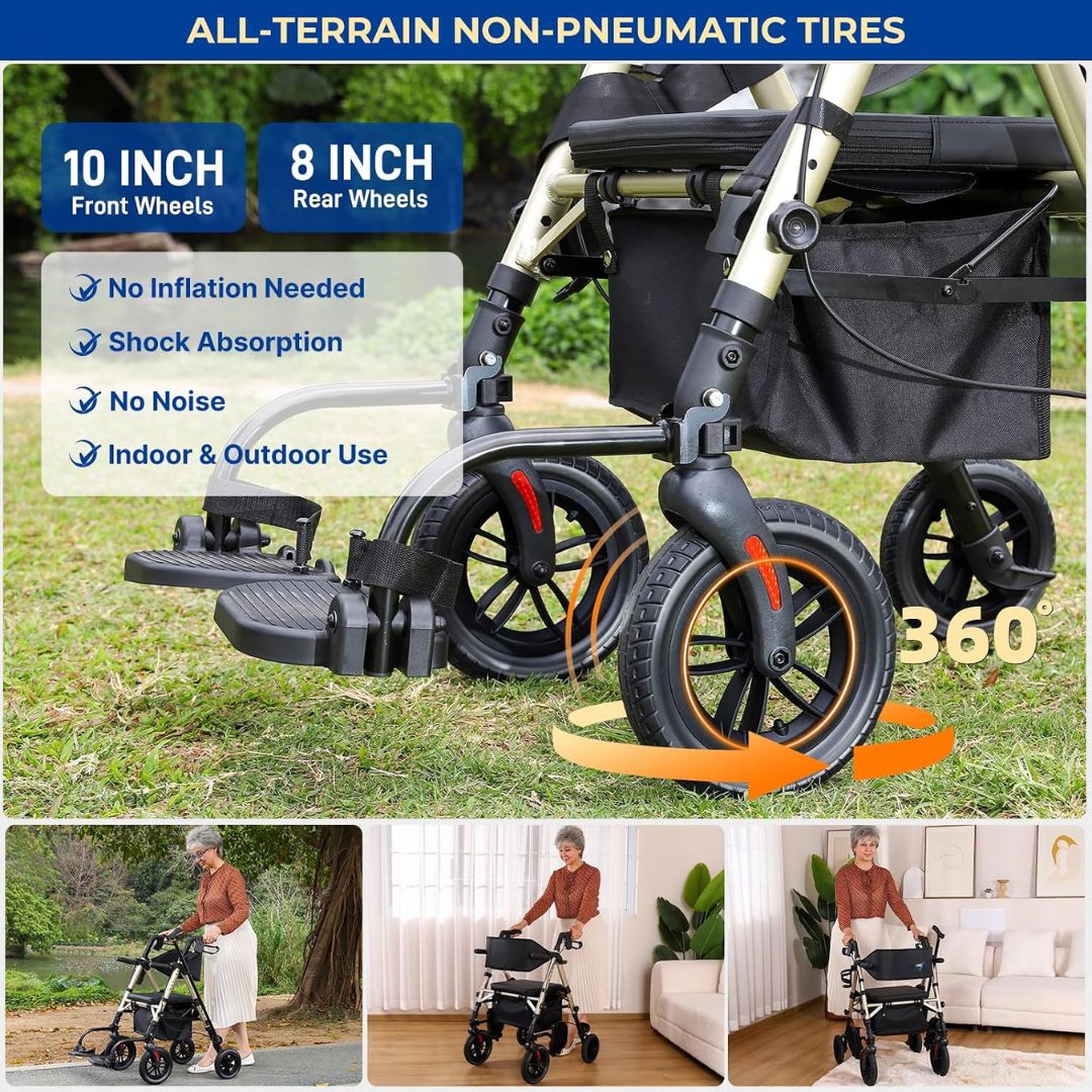 walker with cushioned seat