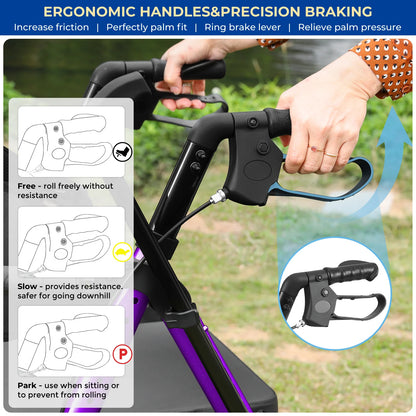 folding rollator walker with seat