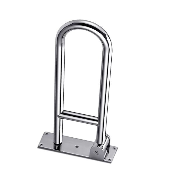 Foldable grab bars for bathroom safety near toilets or bathtubs