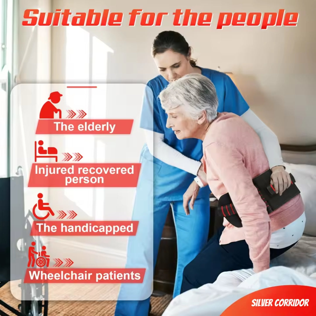 

Red Transfer Belt for Elderly Mobility and Walking Support