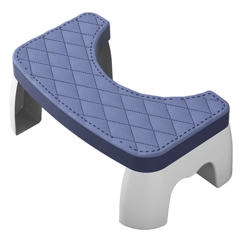 Blue and white step stool on a white background