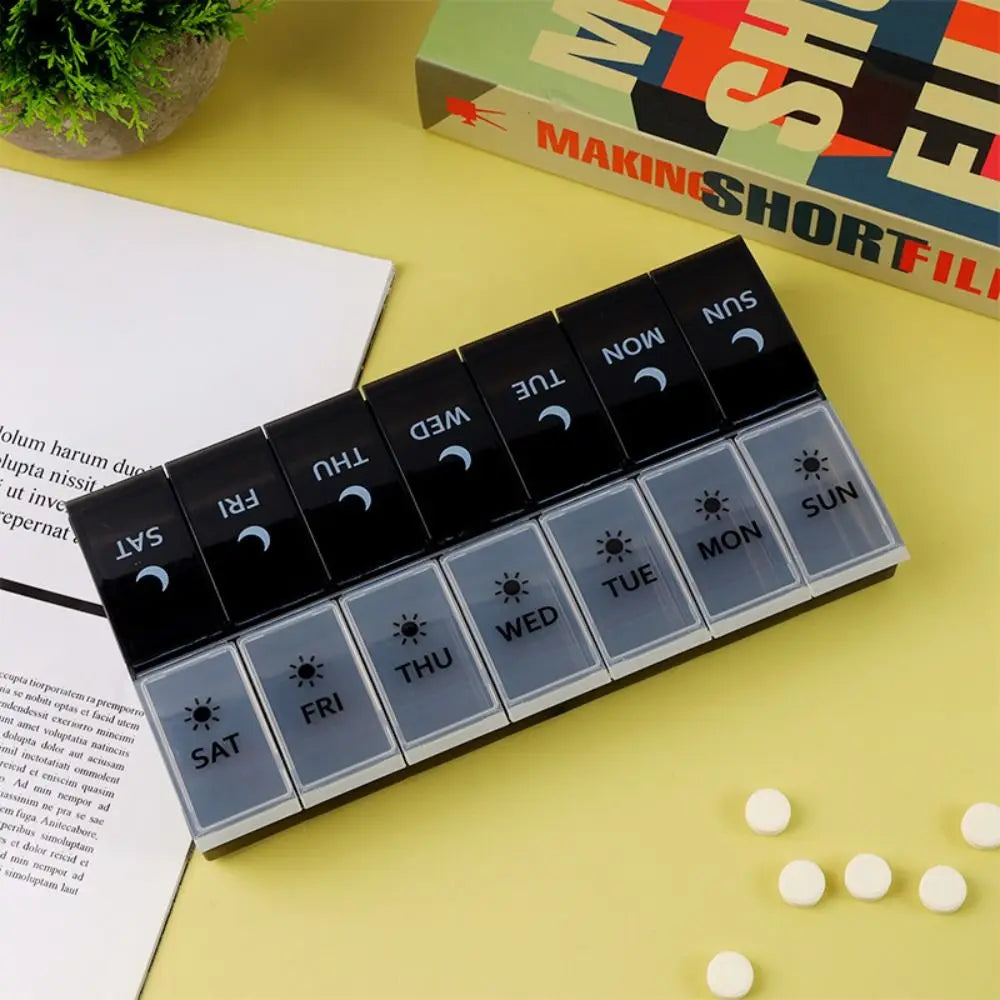 7-Day Pill Organizer Box – AM/PM Weekly Medicine Storage for Elderly