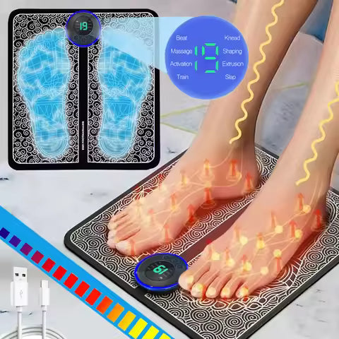EMS Foot Massager Pad – 8 Modes, USB Rechargeable Comfort for Seniors