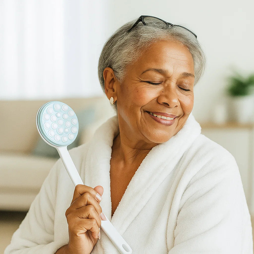 Back Lotion Applicator For Elderly with Long Handle – Shower Massager & Cream Spreader Tool